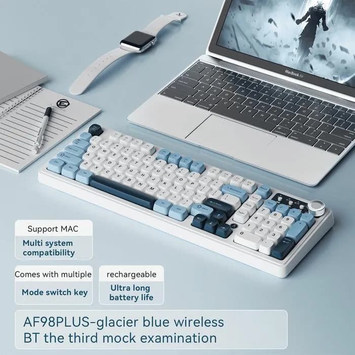 KEYBOARD AJAZZ AF98 PLUS MEMBRANE KEYBOARD WIRELESS TRI MODE CONNECTION RGB