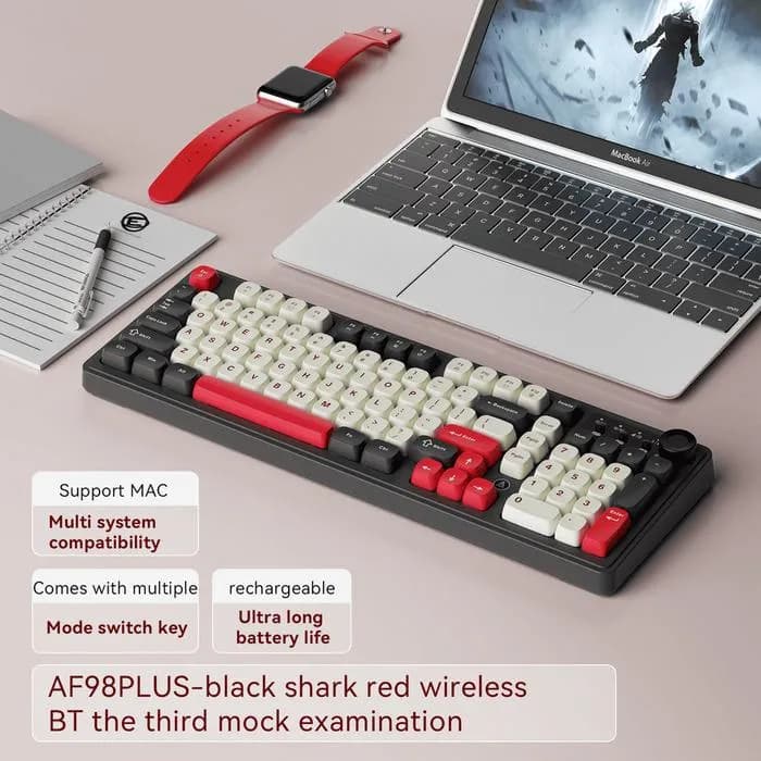 KEYBOARD AJAZZ AF98 PLUS MEMBRANE KEYBOARD WIRELESS TRI MODE CONNECTION RGB