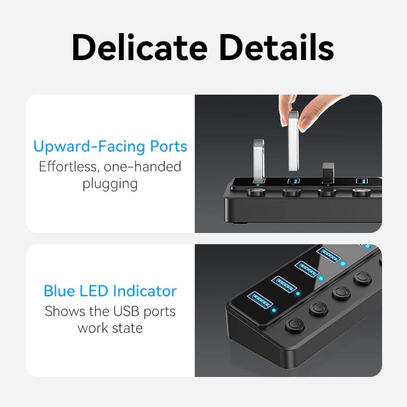 VENTION USB HUB POWERED 7-IN-1 TYPE-B HUB WITH INDIVIDUAL POWER SWITCHES - (CHXB0-EU)