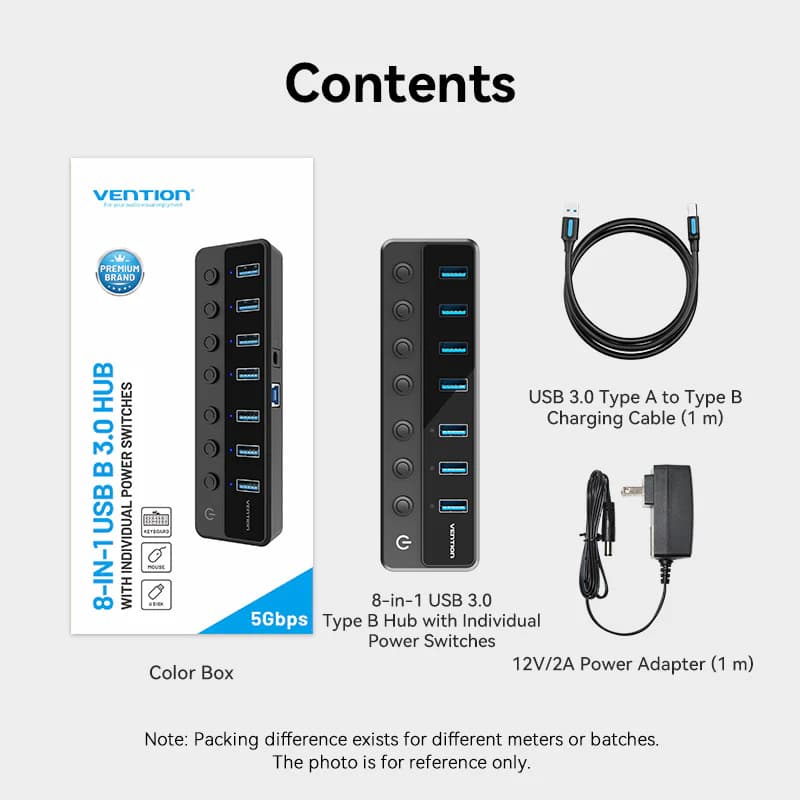 VENTION USB HUB POWERED 7-IN-1 TYPE-B HUB WITH INDIVIDUAL POWER SWITCHES - (CHXB0-EU)