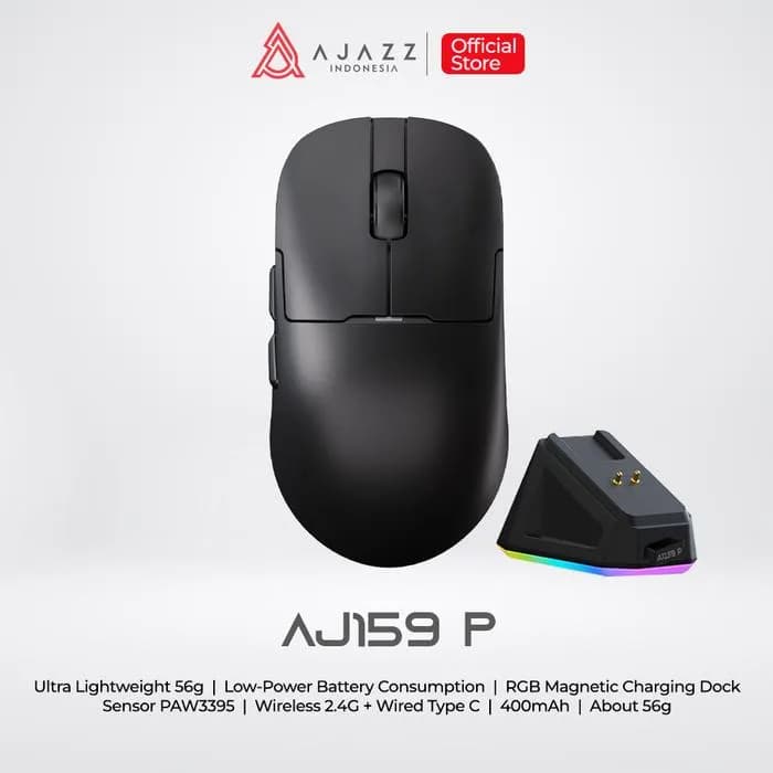 MOUSE AJAZZ AJ159P WIRELESS GAMING MOUSE DUAL CONNECTION WITH CHARGING STATION