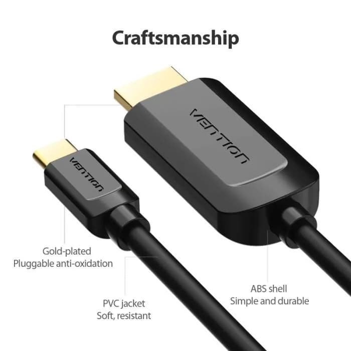 VENTION HDMI TO TYPE-C CABLE AUDIO VIDEO CONVERTER 4K ULTRA 1.5m-2m - (CGUBG - CGUBH)