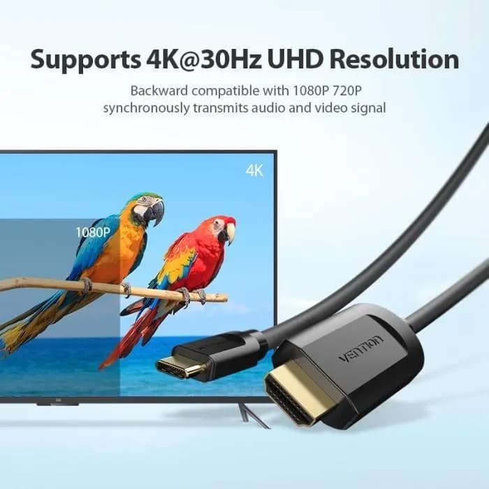 VENTION HDMI TO TYPE-C CABLE AUDIO VIDEO CONVERTER 4K ULTRA 1.5m-2m - (CGUBG - CGUBH)