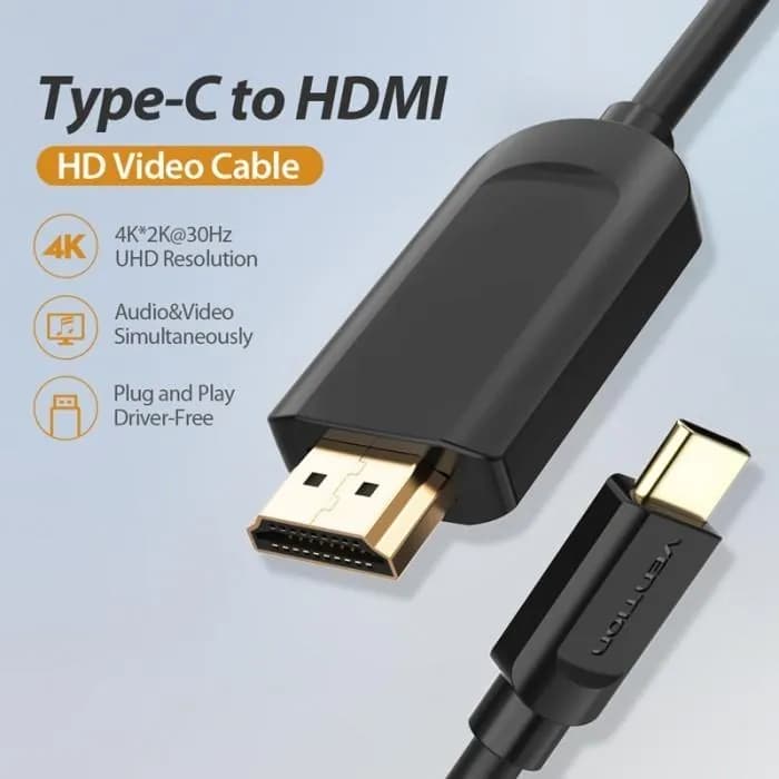 VENTION HDMI TO TYPE-C CABLE AUDIO VIDEO CONVERTER 4K ULTRA 1.5m-2m - (CGUBG - CGUBH)