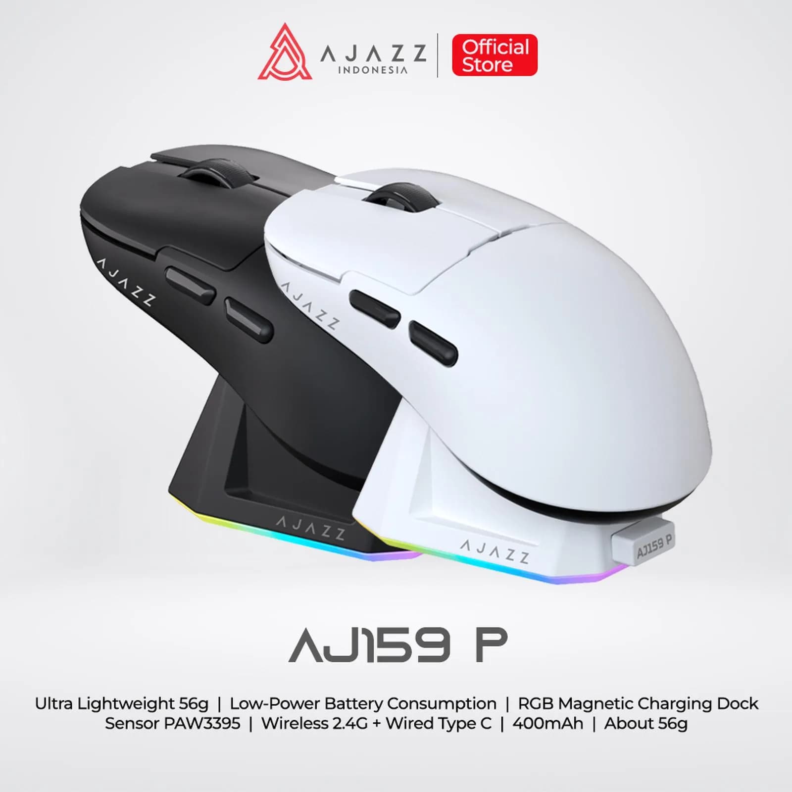 MOUSE AJAZZ AJ159P WIRELESS GAMING MOUSE DUAL CONNECTION WITH CHARGING STATION