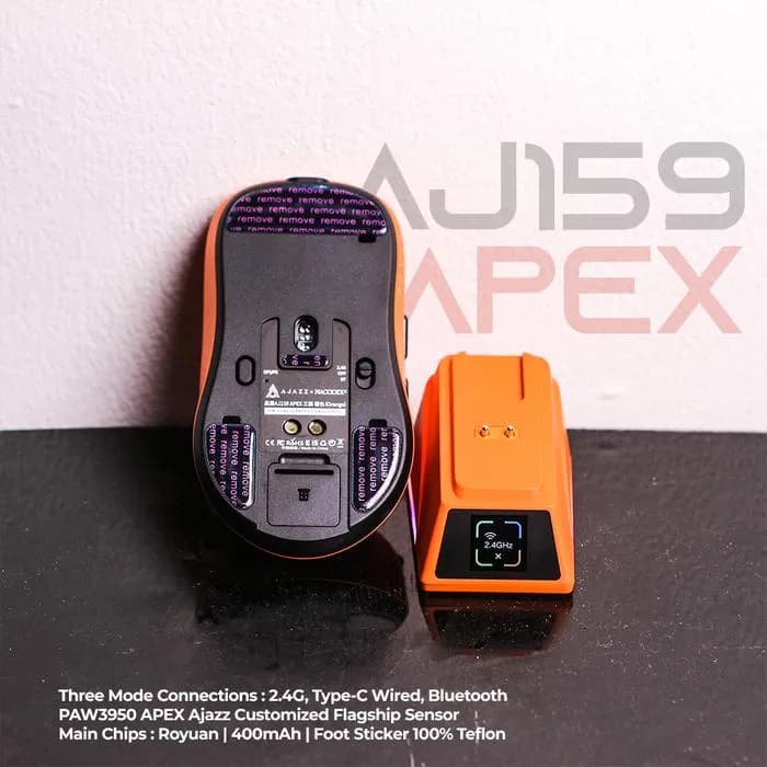MOUSE AJAZZ AJ159 APEX 8K GAMING MOUSE TRI-MODE PAW3950 WITH CHARGING DOCK