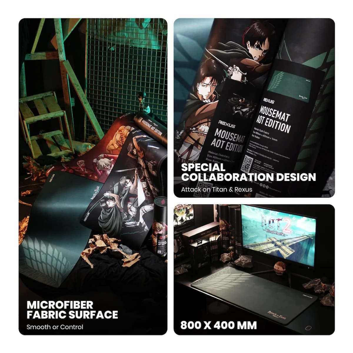 MOUSEPAD REXUS X ATTACK ON TITAN DESKMAT ANTI SLIP AOT SERIES EDITION - (RX-MP50 / RX-MP51 / RX-MP52)