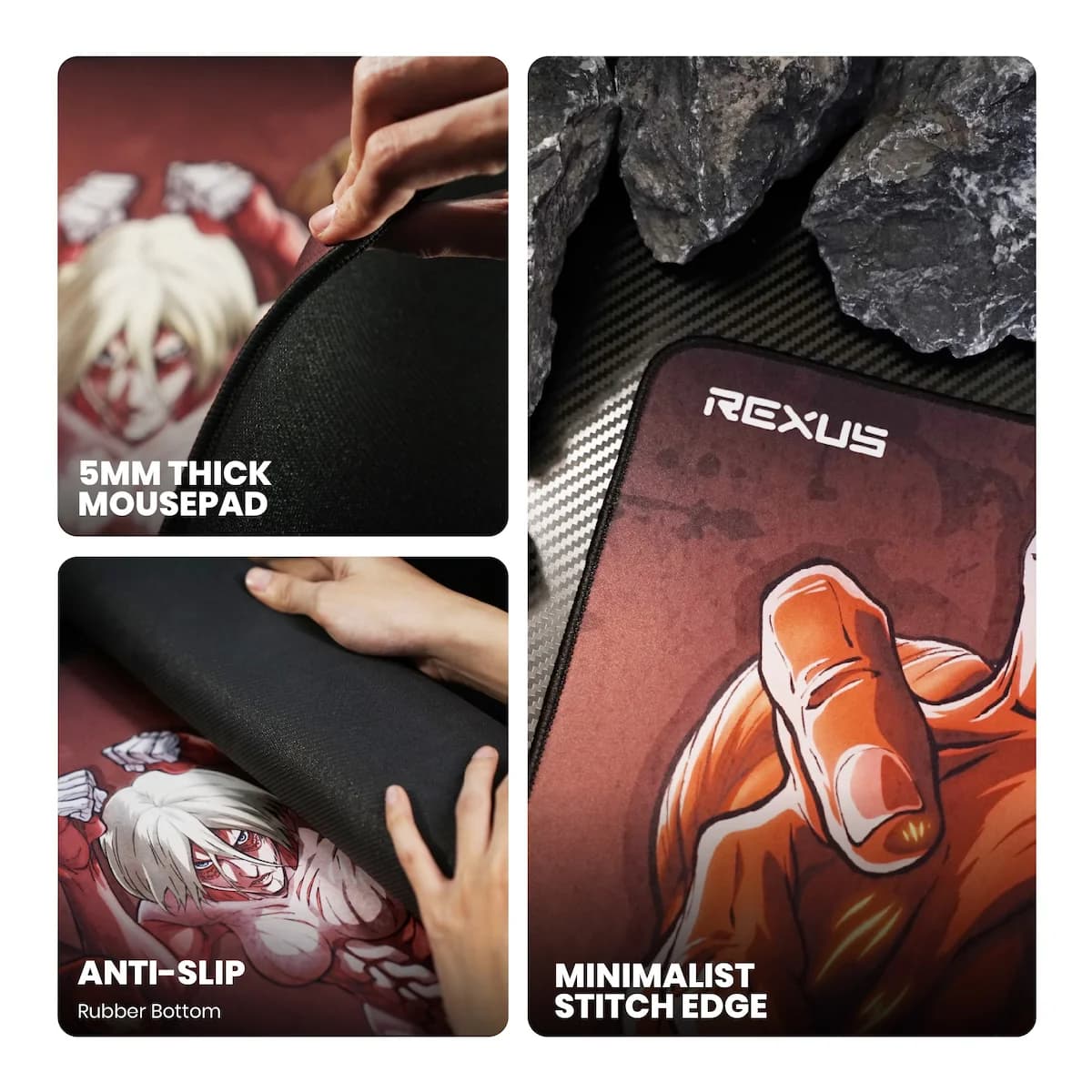 MOUSEPAD REXUS X ATTACK ON TITAN DESKMAT ANTI SLIP AOT SERIES EDITION - (RX-MP50 / RX-MP51 / RX-MP52)