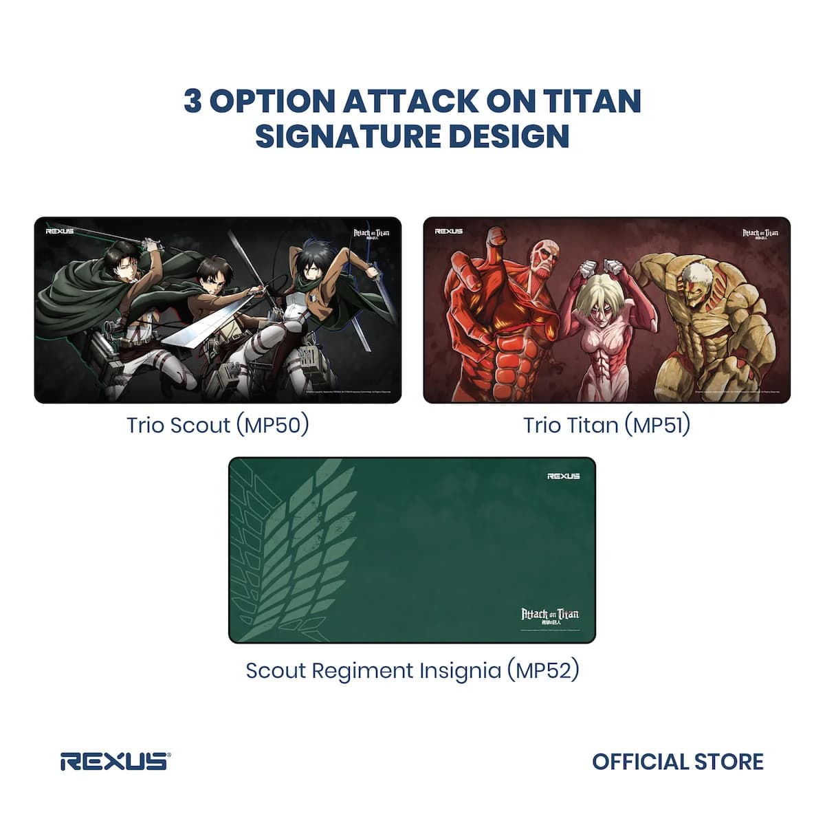 MOUSEPAD REXUS X ATTACK ON TITAN DESKMAT ANTI SLIP AOT SERIES EDITION - (RX-MP50 / RX-MP51 / RX-MP52)