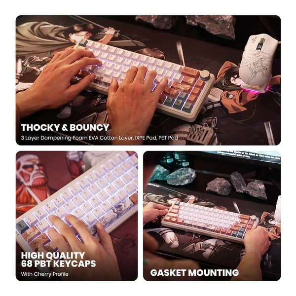 KEYBOARD REXUS x ATTACK ON TITAN MECHANICAL HOTSWAP AETHER 65 TRI MODE