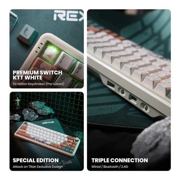 KEYBOARD REXUS x ATTACK ON TITAN MECHANICAL HOTSWAP AETHER 65 TRI MODE