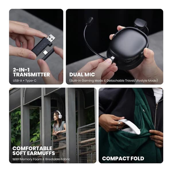 HEADSET REXUS DAXA GAEA DX-TS2 TRI CONNECTION WIRELESS & DETACHABLE MIC