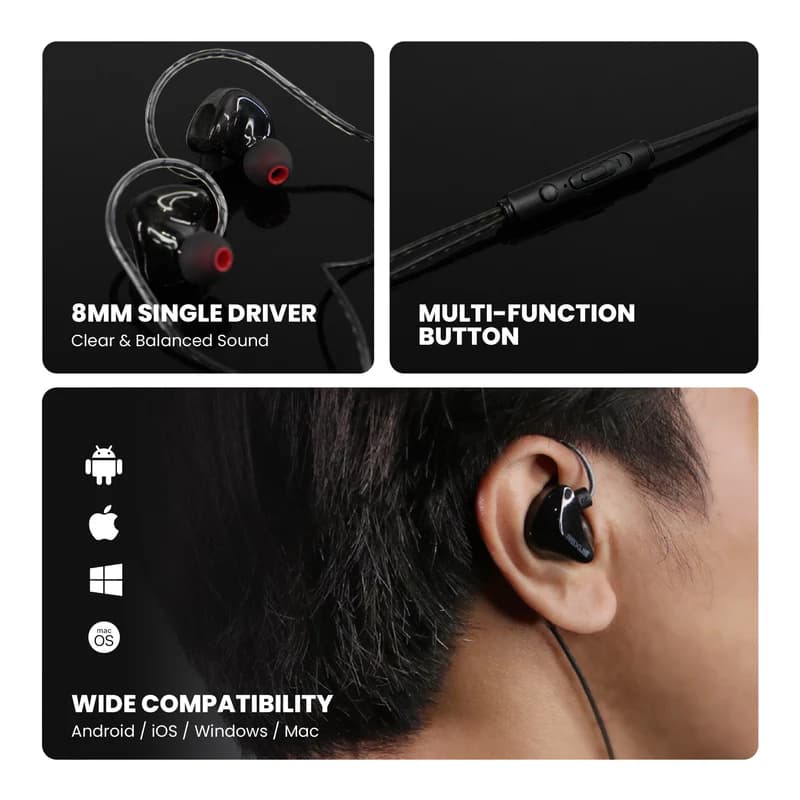 EARPHONE REXUS EZ4 IN EAR MONITOR GAMING BUILT-IN MICROPHONE WITH 3.5mm JACK AUDIO