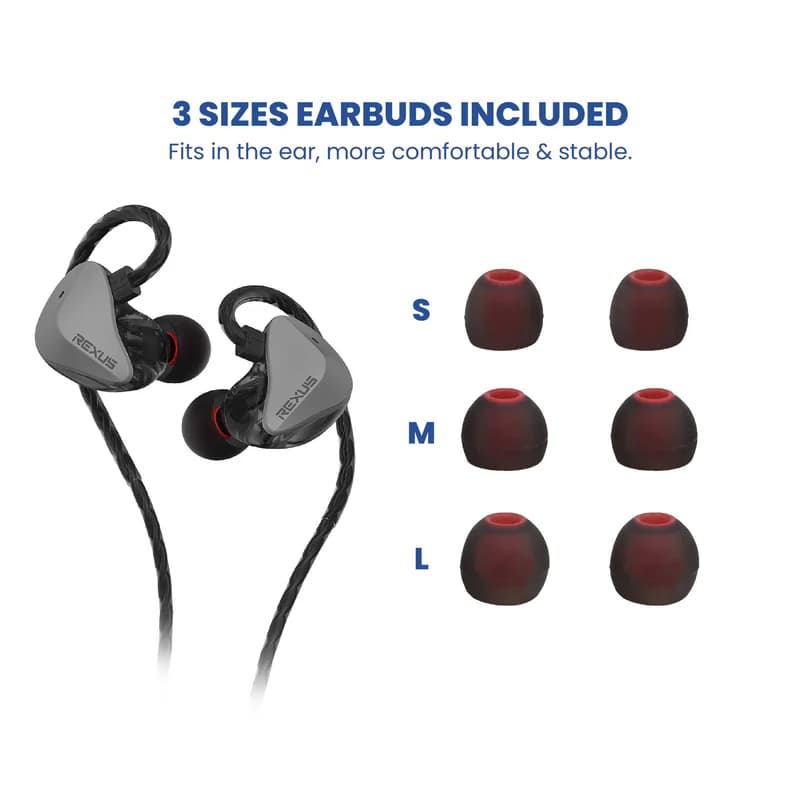 EARPHONE REXUS EZ4 IN EAR MONITOR GAMING BUILT-IN MICROPHONE WITH 3.5mm JACK AUDIO