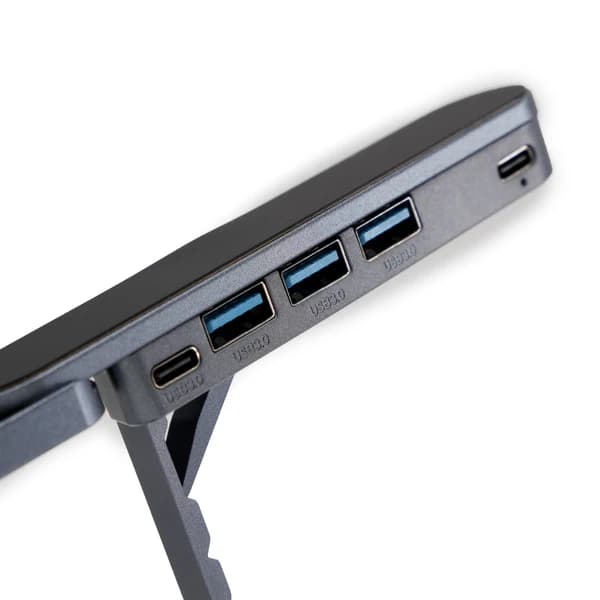 REXUS FOLDABLE LAPTOP STAND FP10 WITH USB HUB TYPE C & USB 3.0 GREY