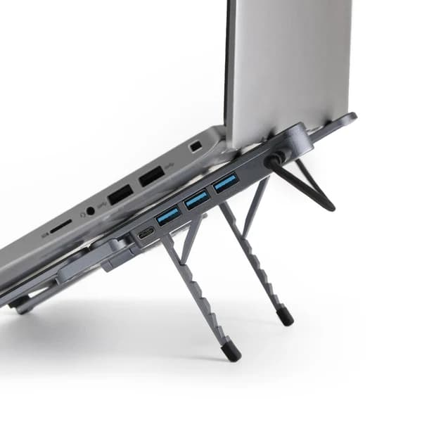 REXUS FOLDABLE LAPTOP STAND FP10 WITH USB HUB TYPE C & USB 3.0 GREY