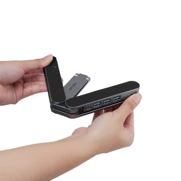 REXUS FOLDABLE LAPTOP STAND FP10 WITH USB HUB TYPE C & USB 3.0 GREY