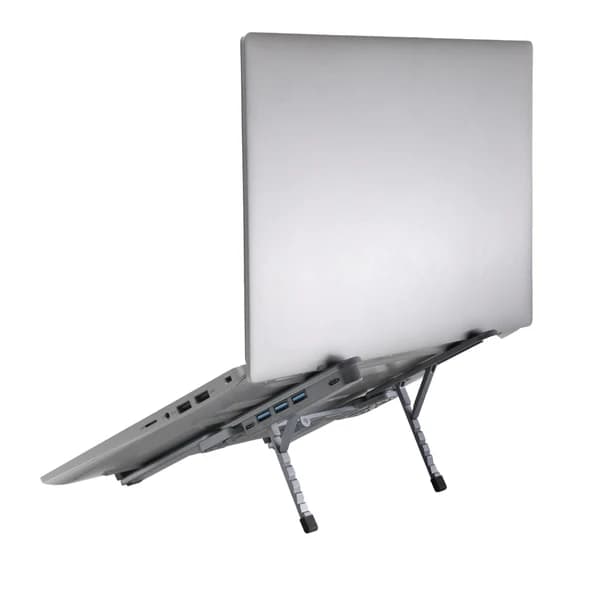 REXUS FOLDABLE LAPTOP STAND FP10 WITH USB HUB TYPE C & USB 3.0 GREY