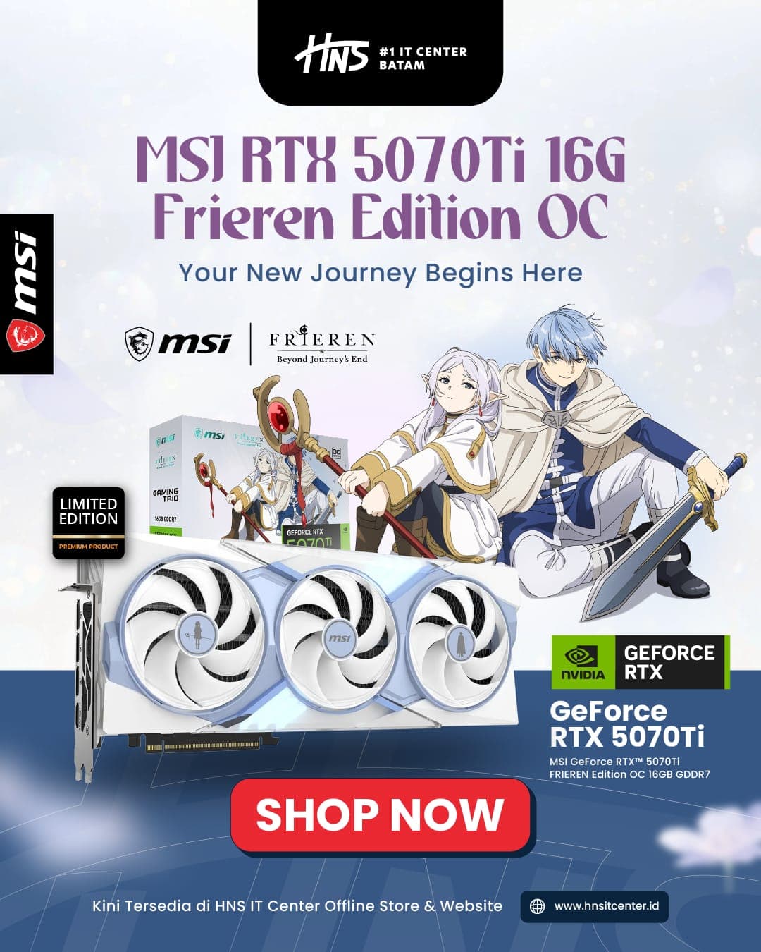 LIMITED VGA CARD MSI RTX 5070 TI 16GB FRIEREN EDITION OC GDDR7