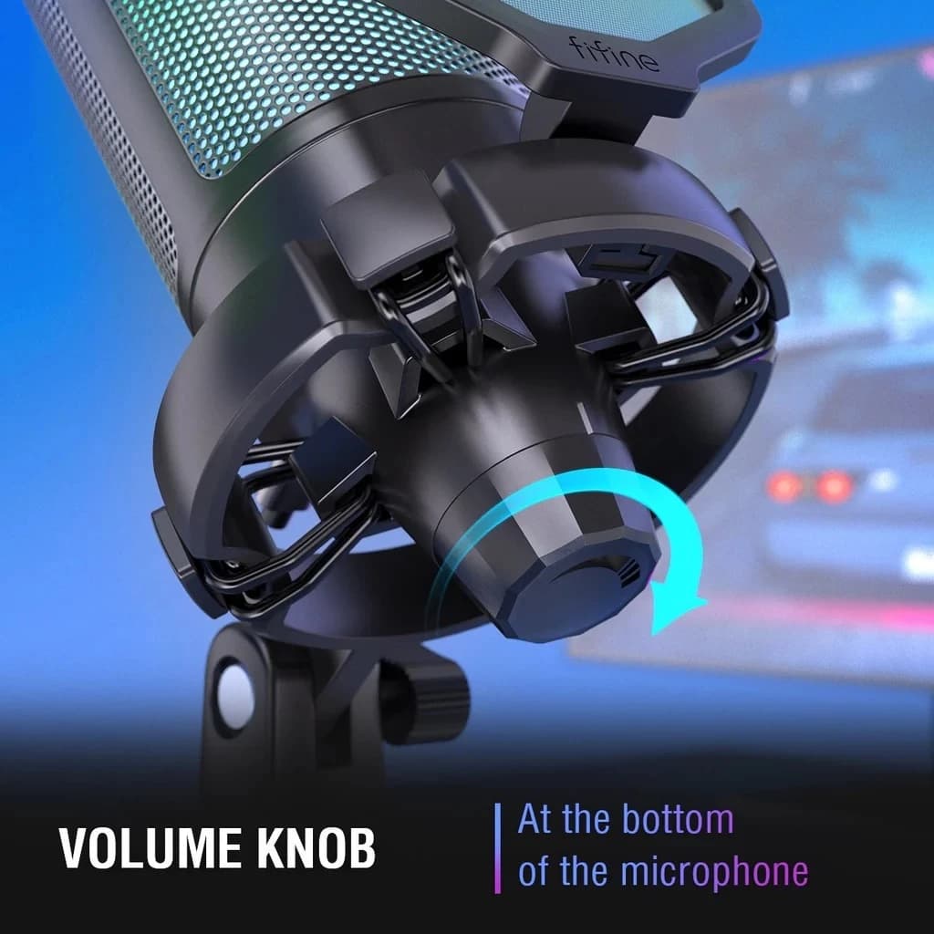 MICROPHONE FIFINE A6V USB MICROPHONE WITH VOLUME DIAL MUTE BUTTON & RGB MIC