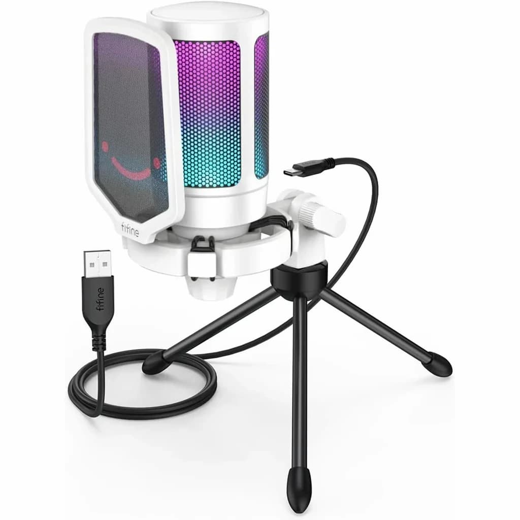 MICROPHONE FIFINE A6V USB MICROPHONE WITH VOLUME DIAL MUTE BUTTON & RGB MIC