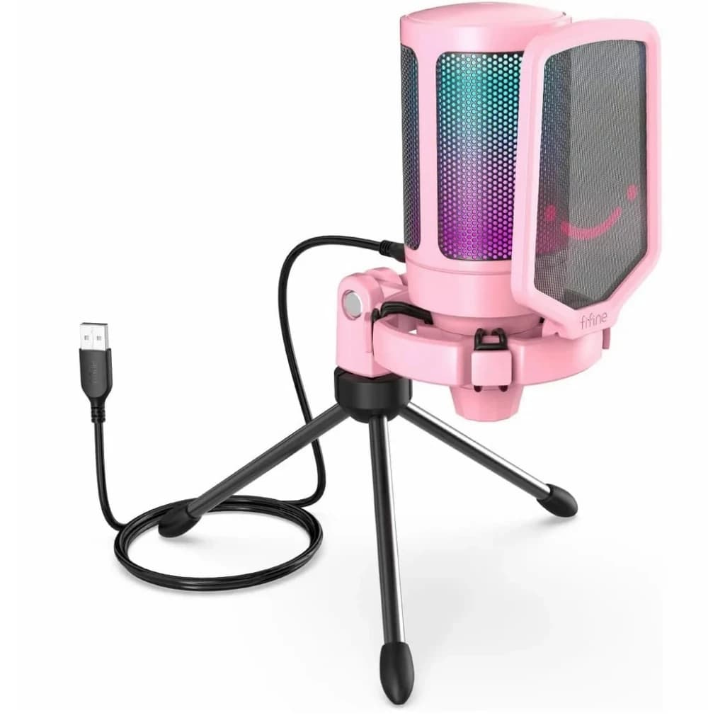 MICROPHONE FIFINE A6V USB MICROPHONE WITH VOLUME DIAL MUTE BUTTON & RGB MIC