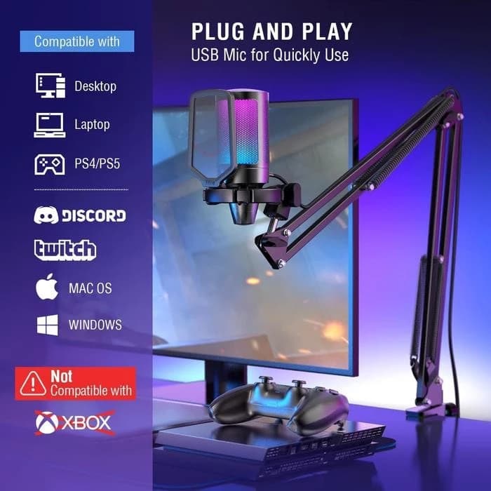 MICROPHONE FIFINE A6T AMPLIGAME USB CONDENCER MIC WITH VOLUME DIAL MUTE BUTTON & RGB