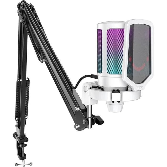 MICROPHONE FIFINE A6T AMPLIGAME USB CONDENCER MIC WITH VOLUME DIAL MUTE BUTTON & RGB