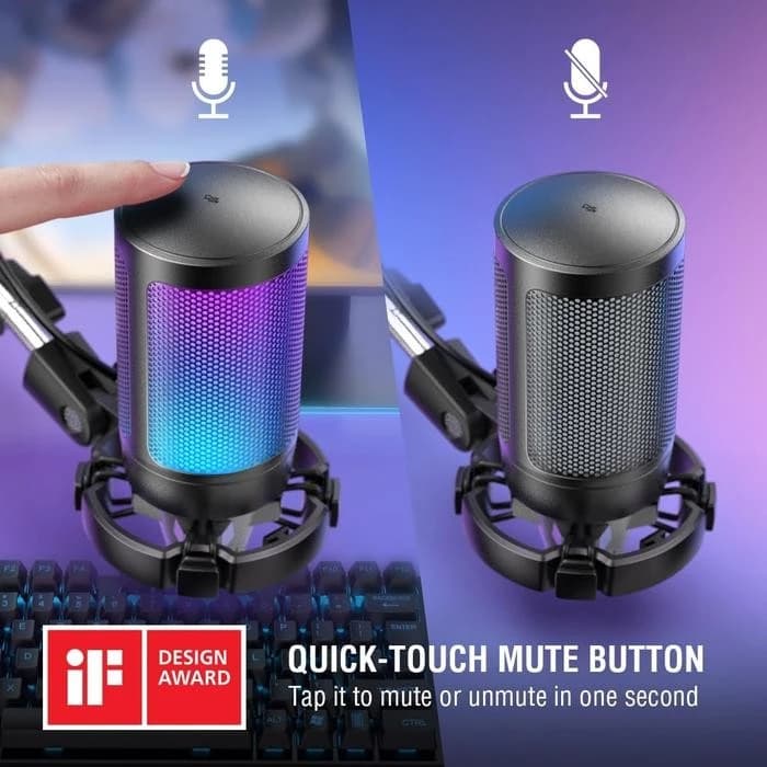 MICROPHONE FIFINE A6T AMPLIGAME USB CONDENCER MIC WITH VOLUME DIAL MUTE BUTTON & RGB