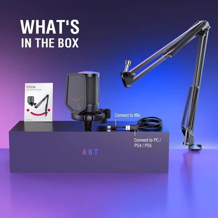 MICROPHONE FIFINE A6T AMPLIGAME USB CONDENCER MIC WITH VOLUME DIAL MUTE BUTTON & RGB