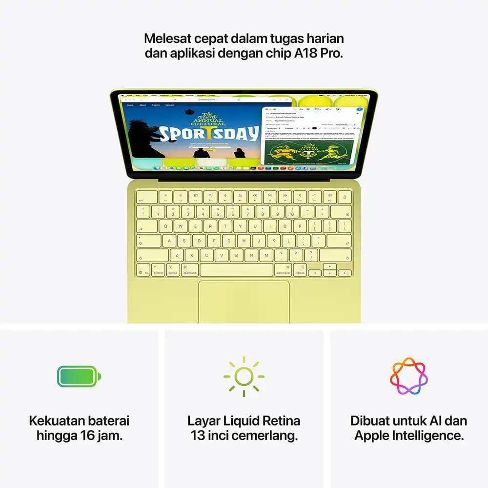 MACBOOK NEO 13 MHFA4ID MHFD4ID MHFF4ID MHFH4ID APPLE A18 PRO CPU 6 CORE 8GB 256GB GPU 5 CORE 13.0" IPS MACOS