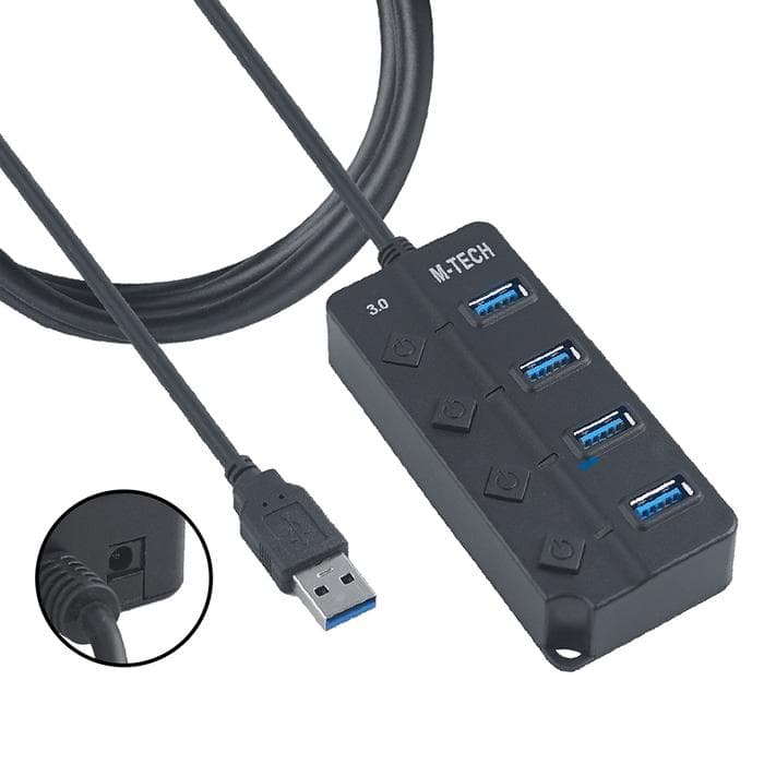 USB HUB MTECH 3.0 4-PORT MT-UH3 1.2M - BLACK