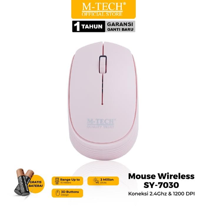 MOUSE MTECH SY-7030 1200DPI BLACK/WHITE/PINK