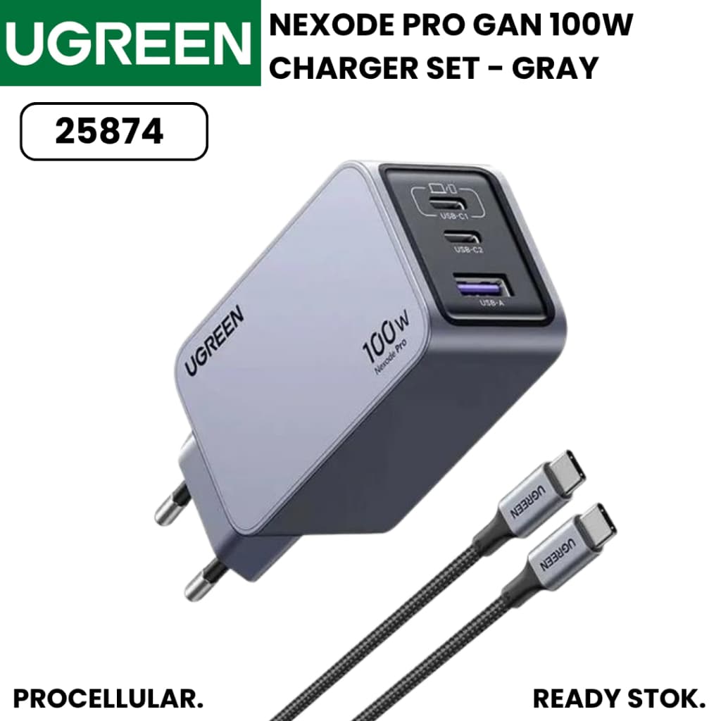 UGREEN CHARGER SET NEXODE PRO GAN 100W GRAY (25874)