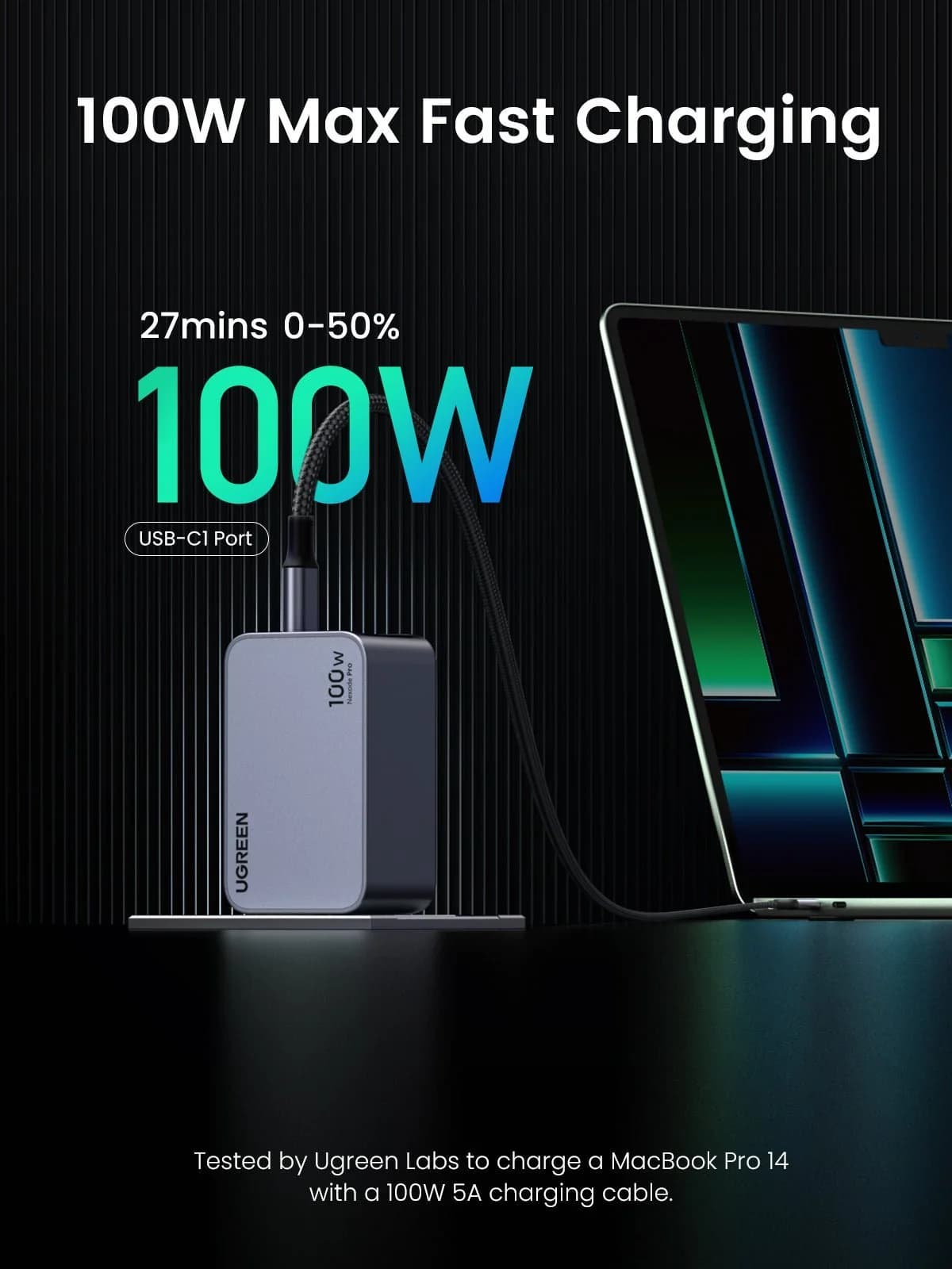 UGREEN CHARGER SET NEXODE PRO GAN 100W GRAY (25874)