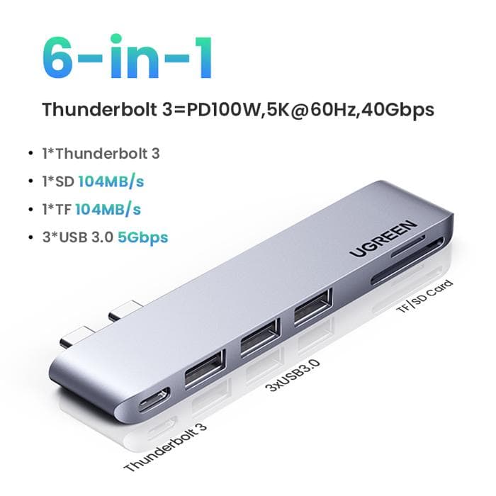 UGREEN USB HUB DUAL C 6 in 1 (80856)