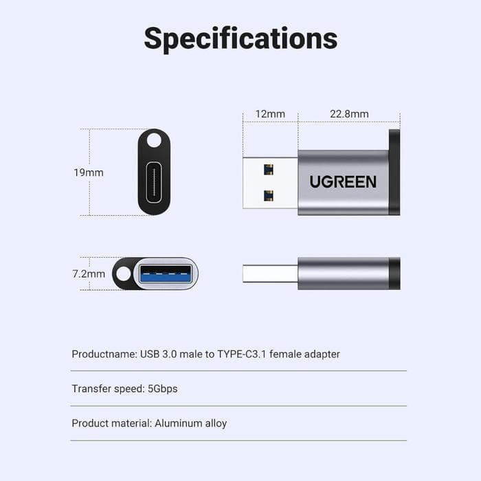 UGREEN KONVERTER USB TO C (50533)