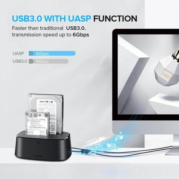 UGREEN DOCKING STATION USB 3.0 SATA DUAL SLOT (50857)