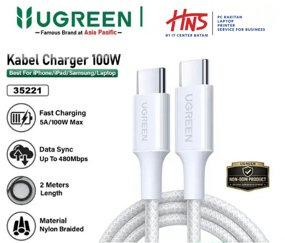 UGREEN KABEL USB C TO C 100W ABS NYLON 2M (35221)