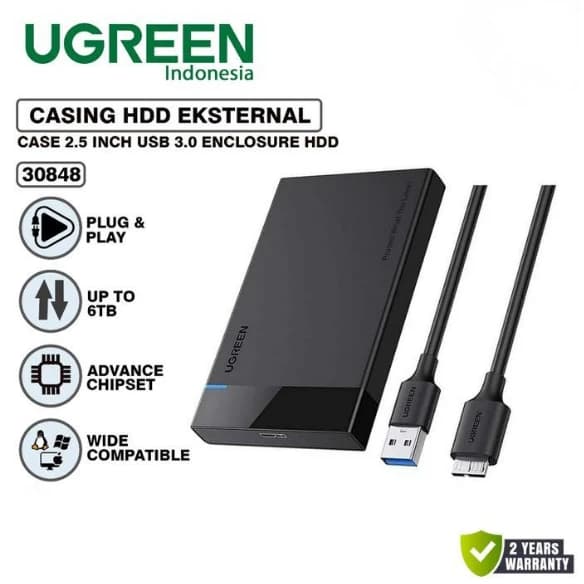 UGREEN ENCLOSURE HDD/SSD USB-A TO 2.5" SATA USB 3.0 - (30848)