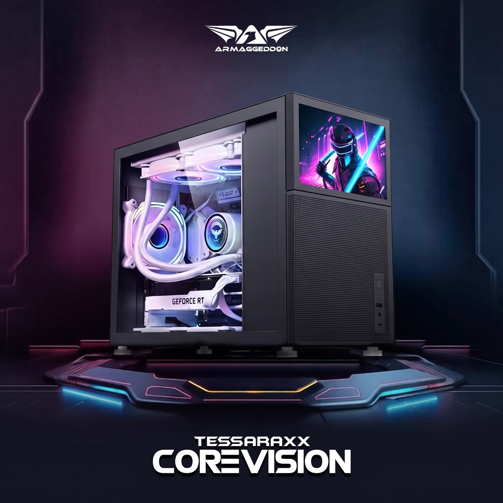 NEW CASING ARMAGGEDDON TESSARAXX COREVISION - mATX — Black