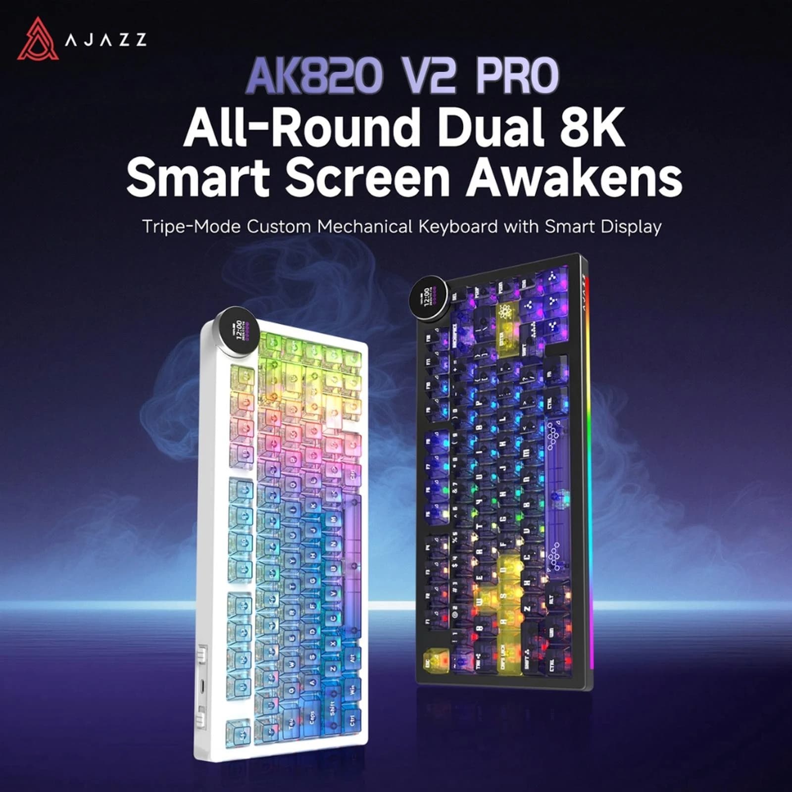 KEYBOARD AJAZZ AK820 V2 & AK820 V2 PRO TRI-MODE DIY OEM PROFILE MECHANICAL KEYBOARD RGB