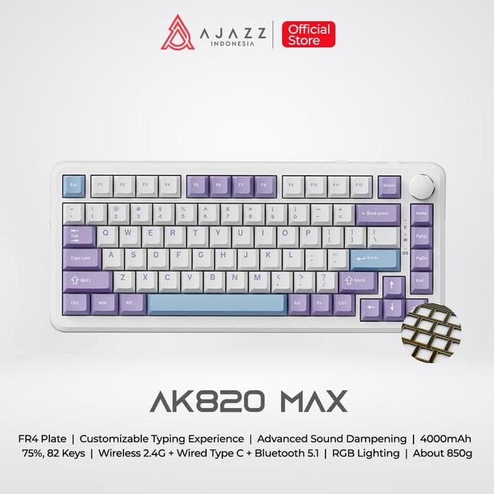 KEYBOARD AJAZZ AK820 MAX PLUS WIRELESS MECHANICAL KEYBOARD WITH TFT COLOR SCREEN AND VOLUME KNOB — BLUE WHITE DARK BLUE / DAY DREAM / NO SCREEN