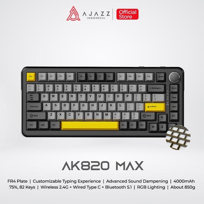 KEYBOARD AJAZZ AK820 MAX PLUS WIRELESS MECHANICAL KEYBOARD WITH TFT COLOR SCREEN AND VOLUME KNOB — STARRY NIGHT / DAYDREAM / NO SCREEN