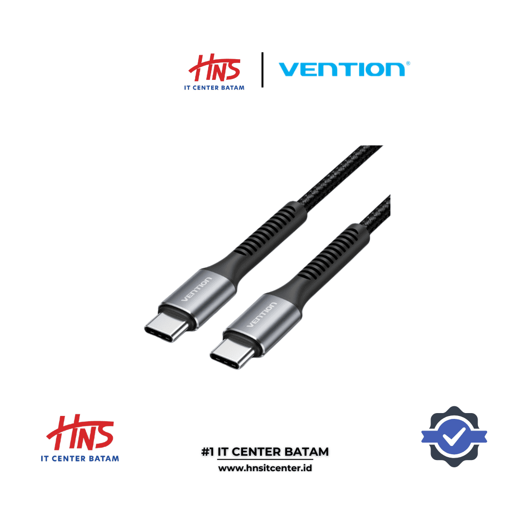 VENTION Cotton Braided USB 2.0 C Male to C Male 3A Cable 1M Black Aluminum Alloy Type (H15BF)