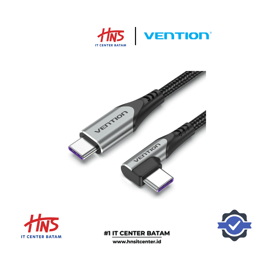 VENTION USB 2.0 C Male Right Angle to C Male 5A Cable 1.5M Gray Aluminum Alloy Type (TAKHG)