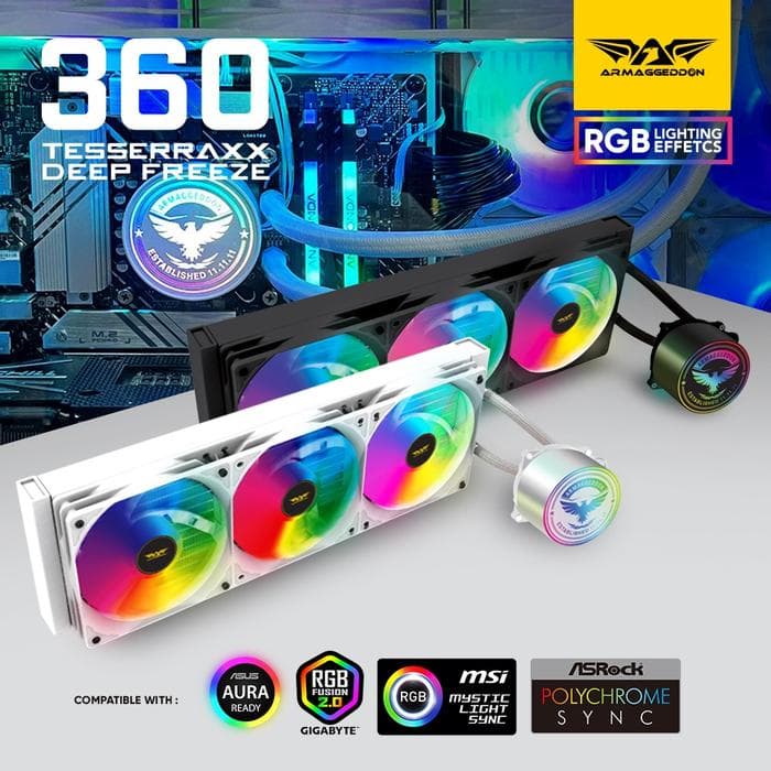 LIQUID COOLER ARMAGGEDDON TESSARAXX DEEP FREEZE PRO360 3 FAN WITH ARGB SYNC SUPPORT