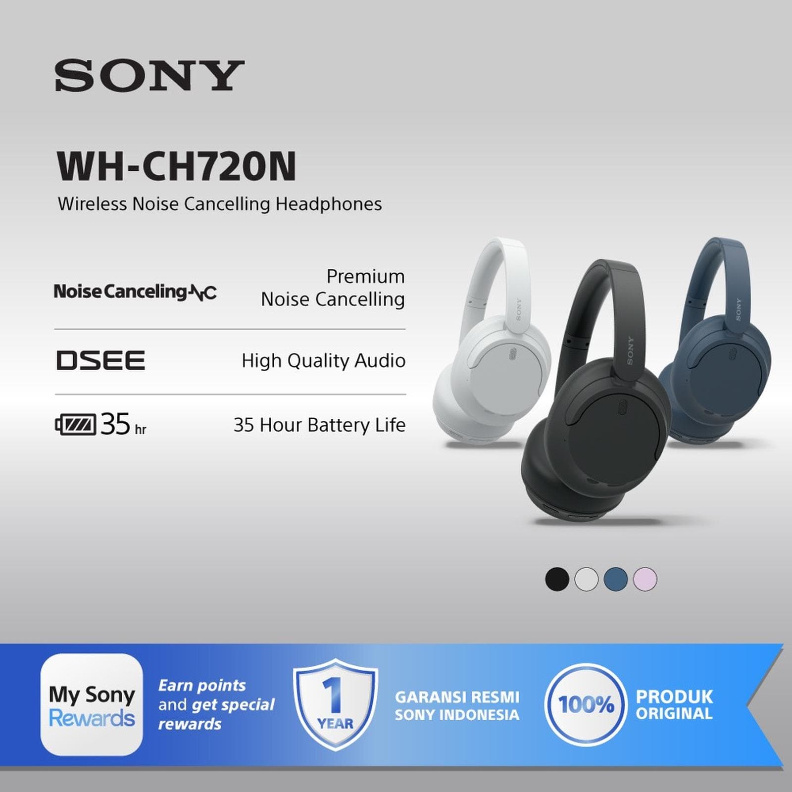 HEADSET SONY WH-CH720N WIRELESS NOISE CANCELLING HEADPHONE