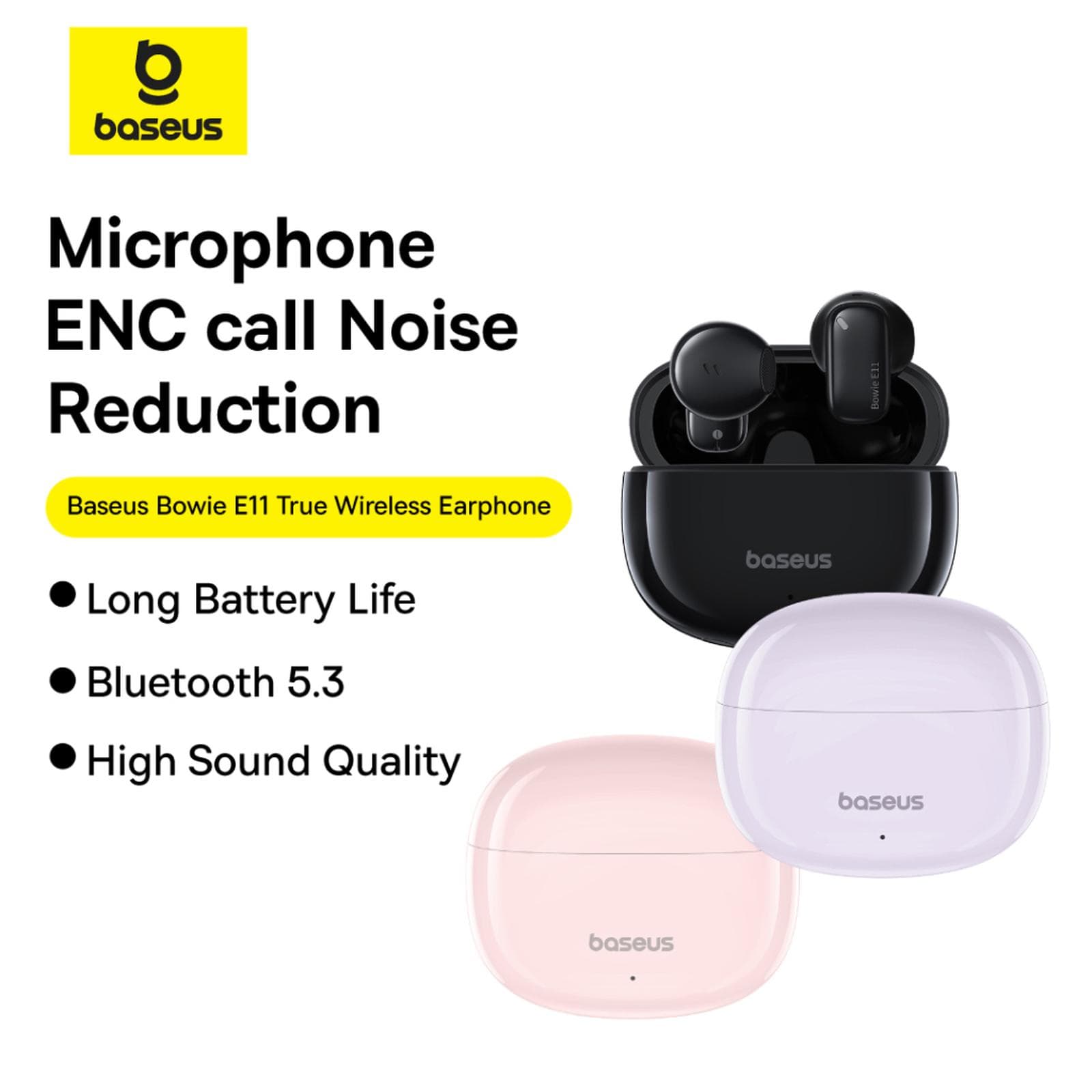 BASEUS TWS BOWIE E11 MINI EARBUDS BLUETOOTH 5.3 30 HOURS BATTERY