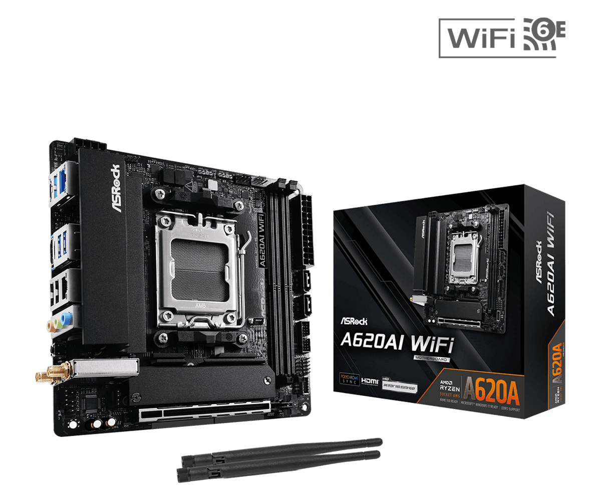 MOTHERBOARD ASROCK A620AI WiFi DDR5 AM5 - mITX
